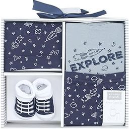 Bold N Elegant 100% Cotton Trendy Prints 4 Piece Layette Gift Set for Newborn Infant Baby Boy (Girl 0-6Months) (Blue, 0-6 Months)-image-11