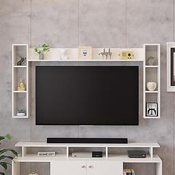 WOODWIDER Aspen Engineering Wood Wall Mount TV Entertainment Unit Set Top Box Stand/TV Cabinet with Shelves for Books & Décor Display Unit, Living Room Upto 65 Inches (White)-image-15