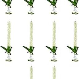 Sanvatsar Artificial White Delphinium Flower Stems, Crystal Base, Wedding Decor (10)-4