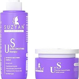 Suzyan Ultra Smoothening Shampoo & Hair Mask Combo | Tames Frizz | Soft & Silky Finish | Sulfate & Paraben Free | For Women & Men | Daily Hair Care | 250ml Shampoo + 200g Mask-44