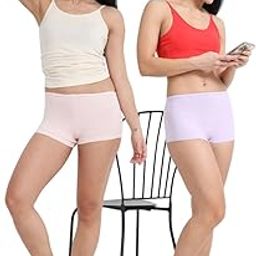 Orchid Petal and Pink Organic Cotton Boy Shorts for Women - Pack of 2-image-2