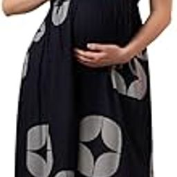 Women's Rayon Cotton Printed Flared Anarkali Maternity Dress, Feeding Kurti with Concealed Zip for Pre & Post Pregnancy (Blue-L)-image-39