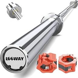 LEEWAY Olympic Barbell Bar 7 feet| Weight Bar for Weightlifting, Powerlifting, CrossFit, Gym Home Exercises rod (49mm Outer Diameter) For 2" Plates with Barbell Clamps (Olympic Barbell 7 ft- Silver)-image-95