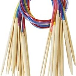 Hookcart Smooth 18 Sizes 2.0mm-10.0mm 80cm Bamboo Circular Knitting Needles with Col, Tube Sweater Needles Knitting Tools Accessories (18 pcs in 1 Set)-image-90