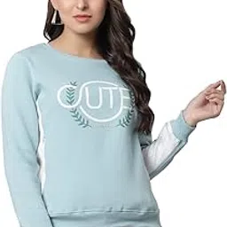 cantabil Printed Round Neck Full Sleeves Regular Fit Women Casual Sweatshirt | Casual Winter Sweatshirt for Women | Women Sweatshirt for Winter Wear (P_LSWS00020_Aqua)-picture-28