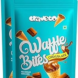 Craveto Chocolate Waffle Cones - Pack of 2 | 200g (100g x 2) | Crunchy Mini Waffles with Chocolate Cream | Choco Filled Cones | Ice Cream Topper | 100% Eggless-image-45