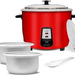 V-Guard VRCD 1.8-Litre Electric Rice Cooker with 700 W Power, 2 Pots, Spatula, Rice Separator | 5-Year Heating Plate & 2-Year Product Coverage by V-Guard | Automatic Cooking & Cool Touch Handles, Red-image-22