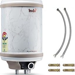 Indo 10 Litre Storage Water Heater (Geyser) PLATINUM PLUS-10 with Marble finish| 2000 Watts | 2 Years Product Warranty and Tank (WHITE, 10 LTR)-image-56