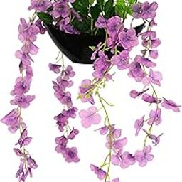 fancymart Plastic Artificial Wisteria Boat Hanging Pot (60Cm)-Ideal For Home Decor And Wall Hangings,Purple-image-5