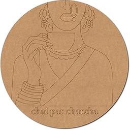 Chai Par Charcha Round Wooden Cutout Craft Decor DIY Wall Art Home Decor Indian Tea Theme Decorations-image-2