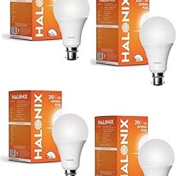 Halonix 20W Led Bulb | Cool Day Light (6500K)| Base- B22 | Energy Efficient | Surge Protection | Pack of 4-18