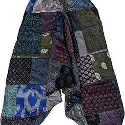 Men's & Women's Pure Cotton Patch Work Navratri Dance Gharba Yoga Wide Leg Harem Pants (Free, Multicolor)-image-92