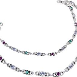 Anklet White Ruby Emerald Anklets. 92.5 Sterling Silver Handmade Jewellery Anklets.Women For Anklets. Gift For Anklets.-12