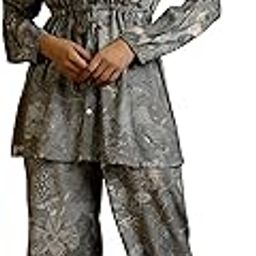 Women's Silk Blend Co-Ords (27795_Grey-image-45