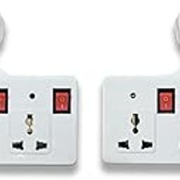 Digiway Three pin Multi Plug Point | Cordless Wall Socket Multi Outlet Extension Board, Universal Sockets and Individual Switches -Pack of 2-10