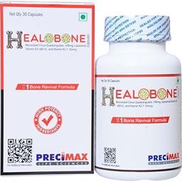 Precimax Healobones Capsule | Bone Health Supplement for Women & Seniors | With Cissus Quadrangularis, Vitamin D3 & K2-7 | 30 Veg Capsules-14