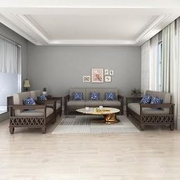 Strata Furniture Sheesham Wood 7 Seater Sofa Set for Living Room Hall Home Solid Wooden 3+2+1+1 Seater Sofa Set Furniture (Walnut Finish)-image-9