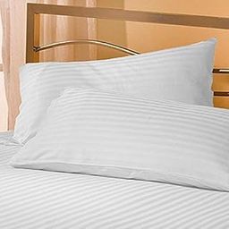 Cotton Luxurious Striped 2 Piece Sateen Pillow Cover Set, King Size 20 Inch x 36 Inch-White, 300 GSM-image-51