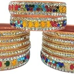 Elegant Stone-Studded Fancy Bangles – Traditional Wedding Jewelry Set for Women - 2 Sets (each set contains 6 bangles)-image-3