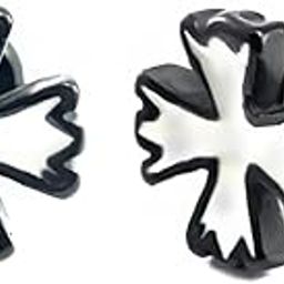 316L Steel Black Cross Fashion Screw Barbell Earrings/Studs for Men (Pair Of)-image-12