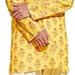 Cotton Blend Embellished Regular YUVA Boys' Multicolor-Base-Mustard and Cream Kurta Patiala Set-picture-44