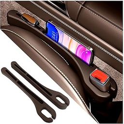 KIFIDAN 2PCS Seat Gap Filler Organizer With Phone Holder - Multifunctional Side Seat Filler Prevents Things Dropping for Cars, SUVs (Brown)-image-44