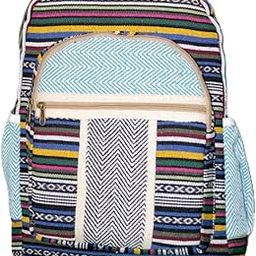 FIBERGOLD Organic Hemp Backpack Bag | Eco-Friendly Cat Meditation Design Casual Daypack with Durable Rustic Construction, Multicolor, L-image-67