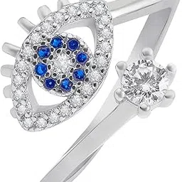 zavya 925 Sterling Silver Cubic Zirconia Rhodium Plated Women's Evil eye Ring | Gift for Women and Girls | With Certificate of Authenticity and 925 Hallmark-picture-8