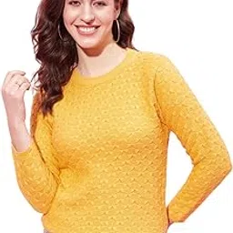 modeve Self Design Round Neck Casual Women Crop Top Sweater||Winterwear||-picture-1