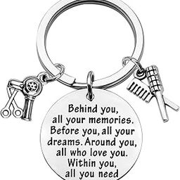 FEELMEM Hair Stylist Gift Cosmetology Graduation Gift Behind You All Memories Before You All Your Dream Keychain Inspirational Hairdresser Jewelry Hair Cutter Barber Gift-image-52
