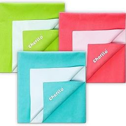 Waterproof Quick Dry Sheet for New Born Baby, Anti-Piling Fleece Washable Mattress Protector, Cot & Bassinet Gift Pack, 50cm x 70cm, Pack of 3 (Sea Green+Pista Green+Salmon Rose)-0