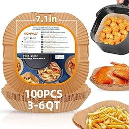 HONYAO Air Fryer Paper Liners 100 Pcs, 7.1 inch Square Disposable Parchment Liners for 3.5-5.5QT Airfryers, Food Grade Baking Accessories for Ninja/Chefman/COSORI/Instant/Philips-image-77