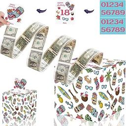 Rxwstt Birthday Money Box for Cash, Money Roll Gift Box for Cake Pull Out Kit with Cards Money as Money Bouquet, Surprise Birthday Money Pull Box Explosion for All Age Group with Instruction Book-4