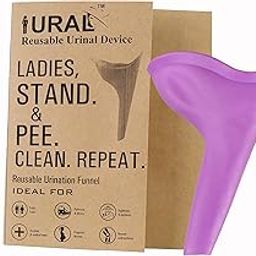URAL Easy Pee Female Silicone Portable Urination Device (Purple - Lightweight Travel Urinal Funnel to enable Women/Ladies/Girls to Stand up and Pee (Pack of 3)-image-44