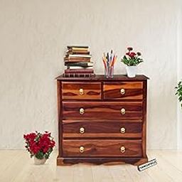 Furniseworlds Wooden Maple Finish 5 Chest Drawer Storage Cabinet for Home-image-51