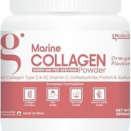 GLIMLACH Marine Collagen Supplements for Women & Men, 200g | Hydrolyzed Collagen Powder and Amino Acids | Supports Healthy Skin, Hair, Nails, Bone & Joint | Orange Flavour-23