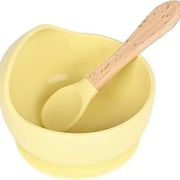 Earthism Silicone Suction Small Bowl Set with Spoon for Baby Kids and Toddler- 2 Pc Feeding Set- Yellow-image-30