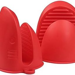 Mini Oven Gloves Silicone Heat Resistant Cooking Pinch Mitts Potholder for Air Fryer Kitchen Cooking & Baking (Red)-image-94