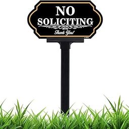 No Soliciting Sign for House with Stake - 50-mil Thick Aluminum - 5x10 Inch/37 Inch High - Adjustable Height - Outdoor Yard Sign for Home and Front Door (A1513)-image-4