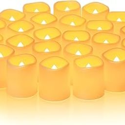 Homemory Flameless Votive Candles, 24PCS Flickering Battery Operated LED Tealight Candles, Realistic Electric Fake Candle for Wedding, Table, Outdoor (Battery Included)-image-94