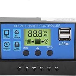 Ubervia® Solar Controller, Solar Charge Controller, Intelligent 12V/24V Backlight LCD Display Charge Management for Charge Regulating Current Protection Solar Panel(YJSS-20A)-12