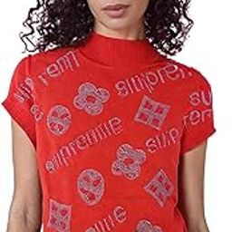 Stylish red Color Short-Sleeved high-Neck Sweater | Embellished | Free Size-image-55