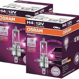 Osram Rallye H4 Halogen Lamp 62204 Exterior Headlight Bulb (12V, 100/90W, Pack of 2 Bulbs) - ( LIGHT YELLOW )-25