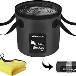 AUTODECO Folding Bucket 5 Gallon Container Folding Water Bucket Portable Basin for Camping Fishing Traveling Outdoor Gardening Car Washing 1 Piece 20L 20L-1 Piece Black-image-41