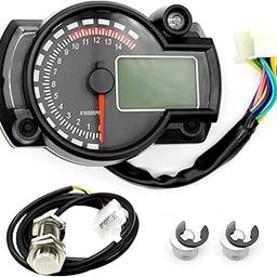 Ubervia Speedometers - Motorcycle Electronic LCD Tachometer Universal Digital Meter Motorcycle Speedometerwith speed sensor-1