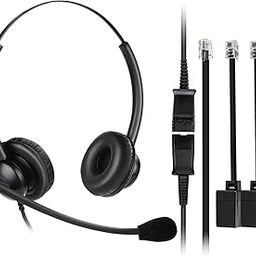 Binaural NC Corded Headset with Noise Cancelling Mic for Call Center Office Landline Phones w U10P Bottom Cable RJ9 Jack for Polycom Panasonic Siemens VVX Avaya Nortel Mitel IP Phones-5