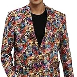 SHOWOFF Men's Notched Lapel Multi Single-Breasted Slim Fit Blazer-SOBLZ-84-2_Multi-image-26