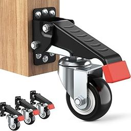SPACEKEEPER Workbench Casters kit 660 Lbs - 4 Heavy Duty Retractable Caster Wheels Designed for Workbenches Machinery & Tables, Install Template Included-image-71