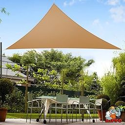 HIPPO Triangle Shade Sail Affordable & Premium 150 GSM Sun Shade UV Block for Outdoor Car Parking Garden (Beige-Brown, 12FTX12FTX12FT)-image-20
