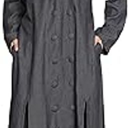 Women�s Coat Style Denim Cotton Abaya with Two Front Slit and Side Pocket (NHF76, Denim Black) (Medium)-image-37
